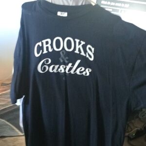 Crooks & Castles Dark Blue Tee with White Logo 2 Post Other Now